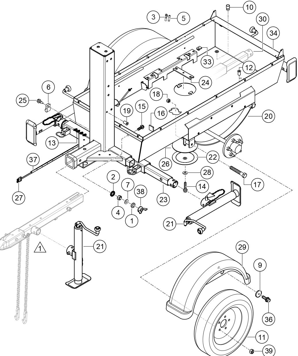 Tub/trailer Assembly Parts For LT6KV Light Tower By Multiquip