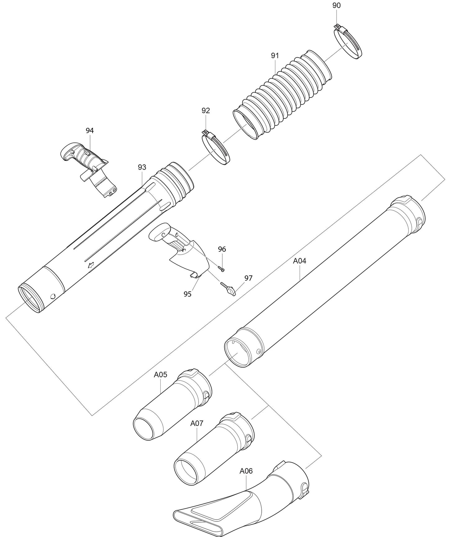 Tube Assembly Parts For EB7660WH Blower parts By Makita