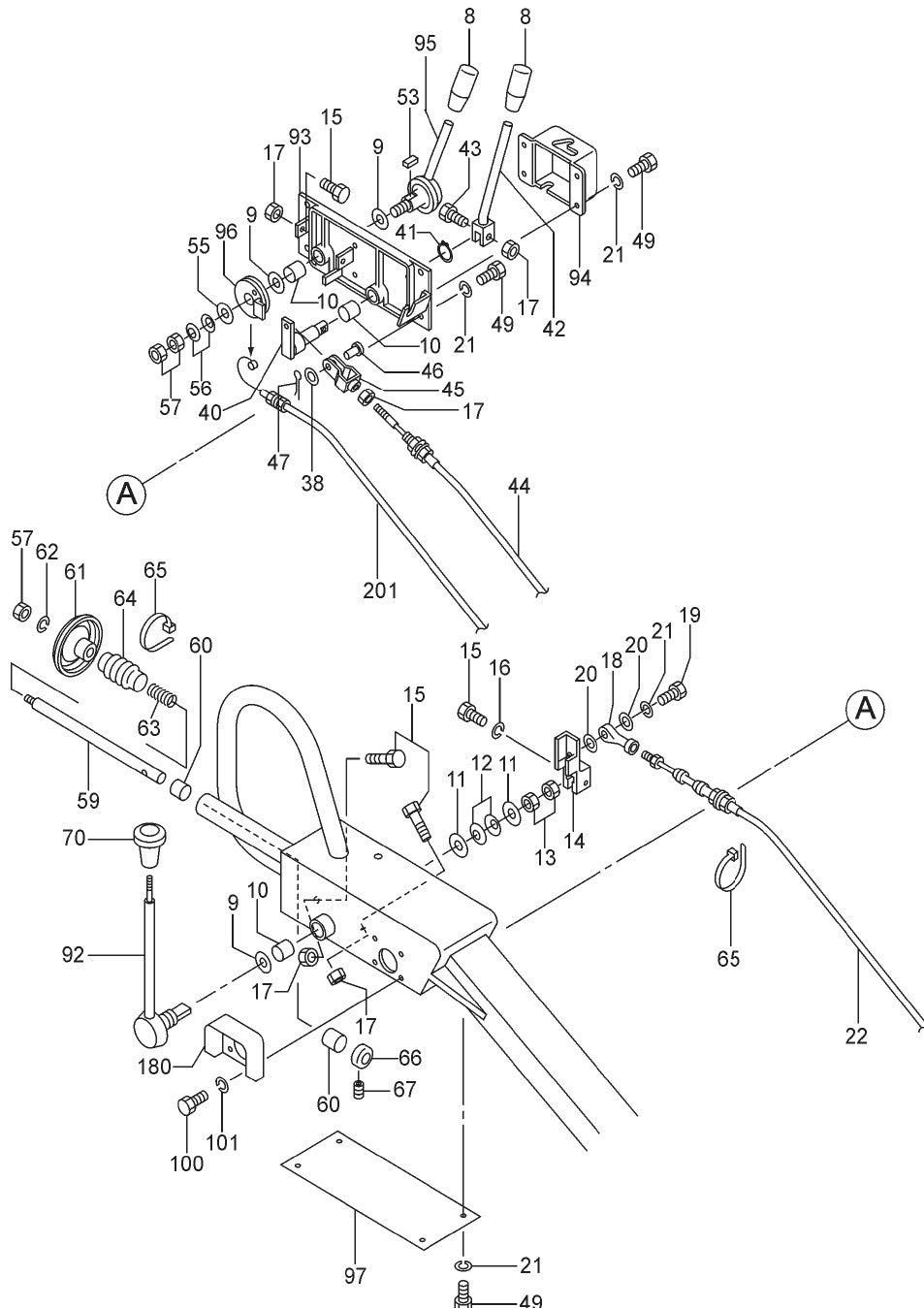 Upper Control Arm Assembly Parts For MRH800DS2 Vibratory Rollers By Multiquip