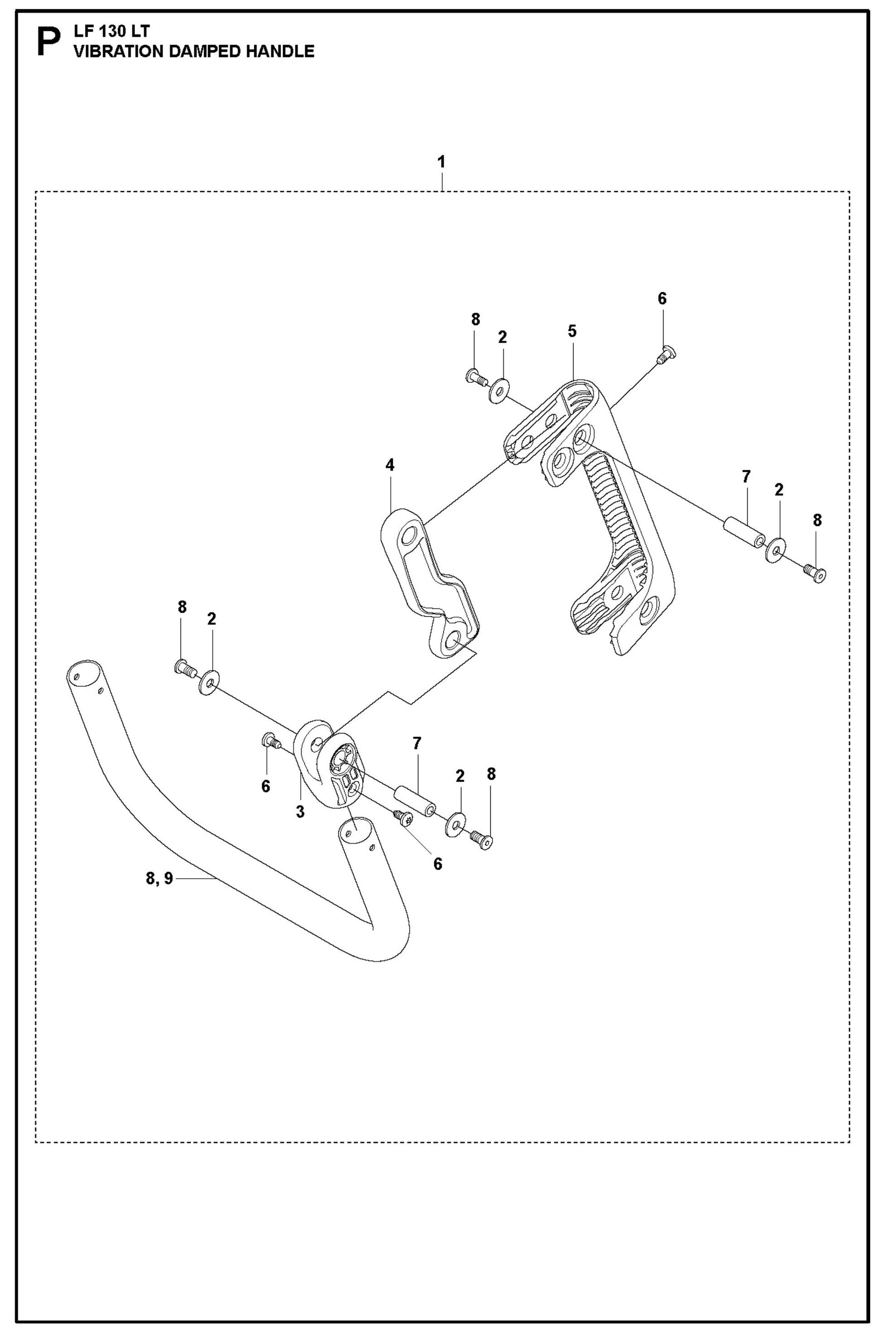Vibration Damped Handle Parts For LF 130 LT Diesel By Husqvarna