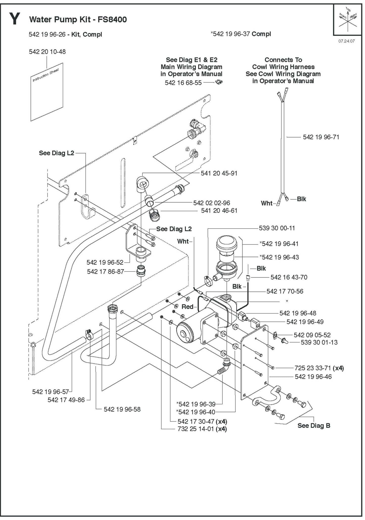 Water Pump Kit Parts for FS8400 D By Husqvarna