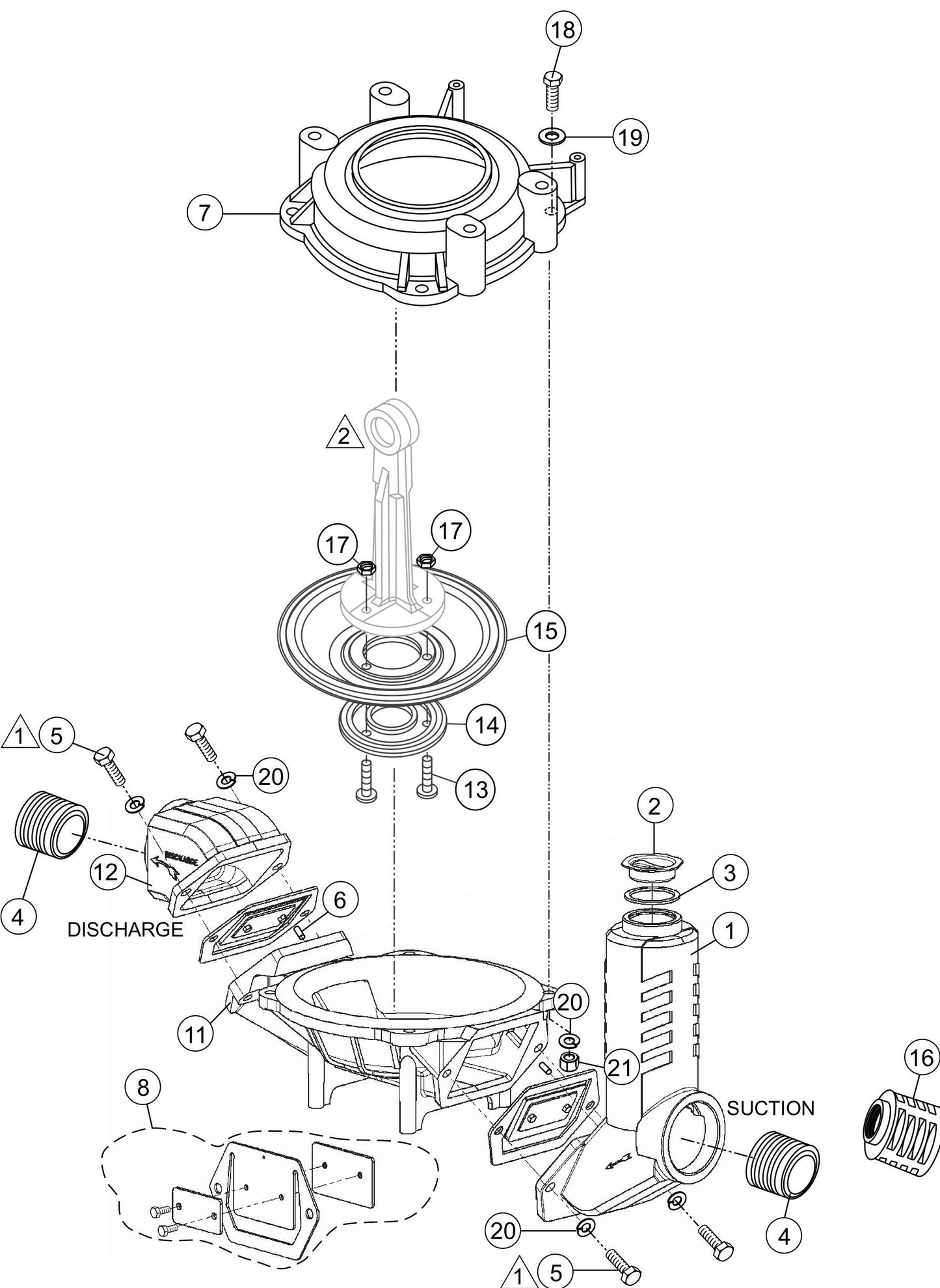 MQ MQD2H/MQD3H Water box And Flap Valve Assembly Parts By Multiquip