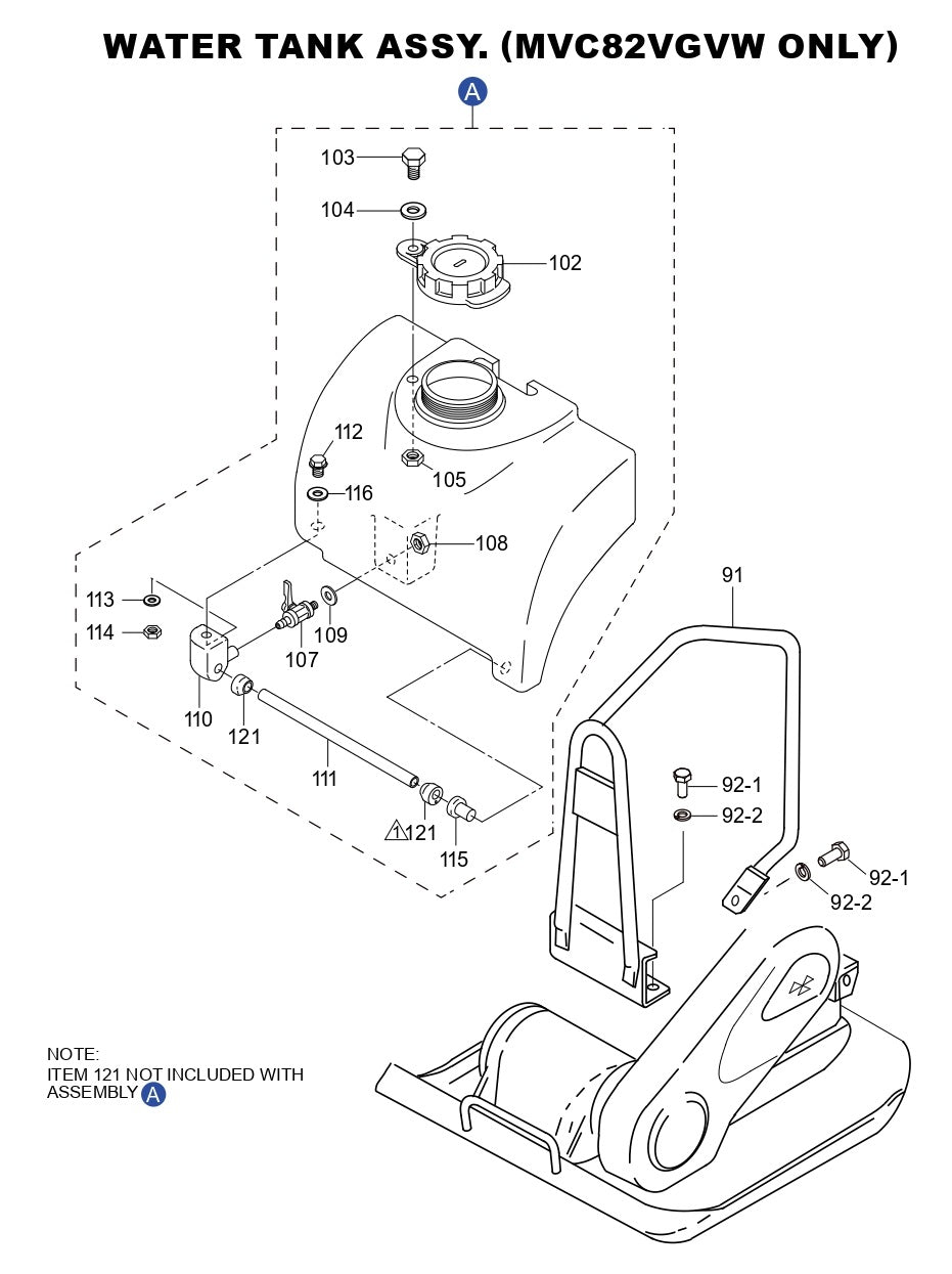 MVC82VGVW Water Tank Assembly Assembly Parts