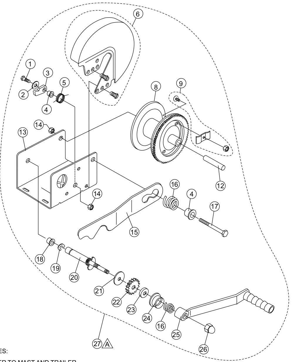 Winch Assembly Parts for LT12DAB Light Tower by Multiquip