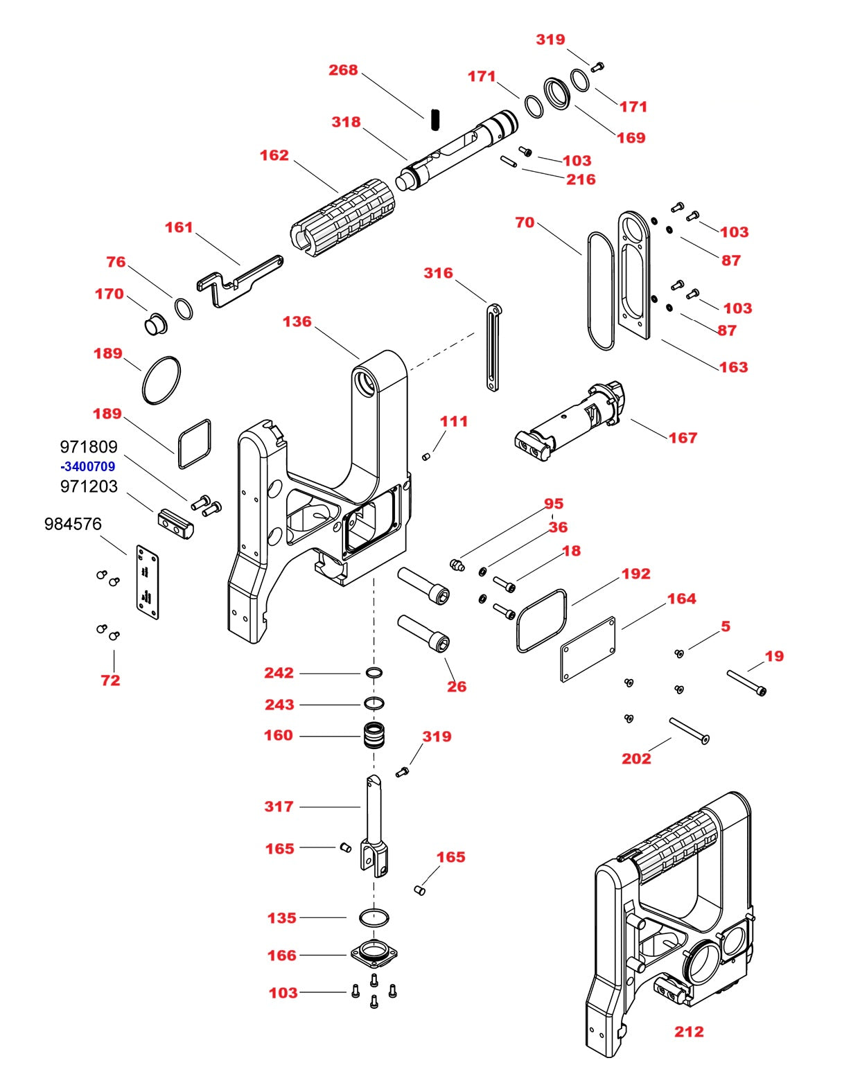 WSE2226 High-Cycle Wall Saw Assembly-9 Parts