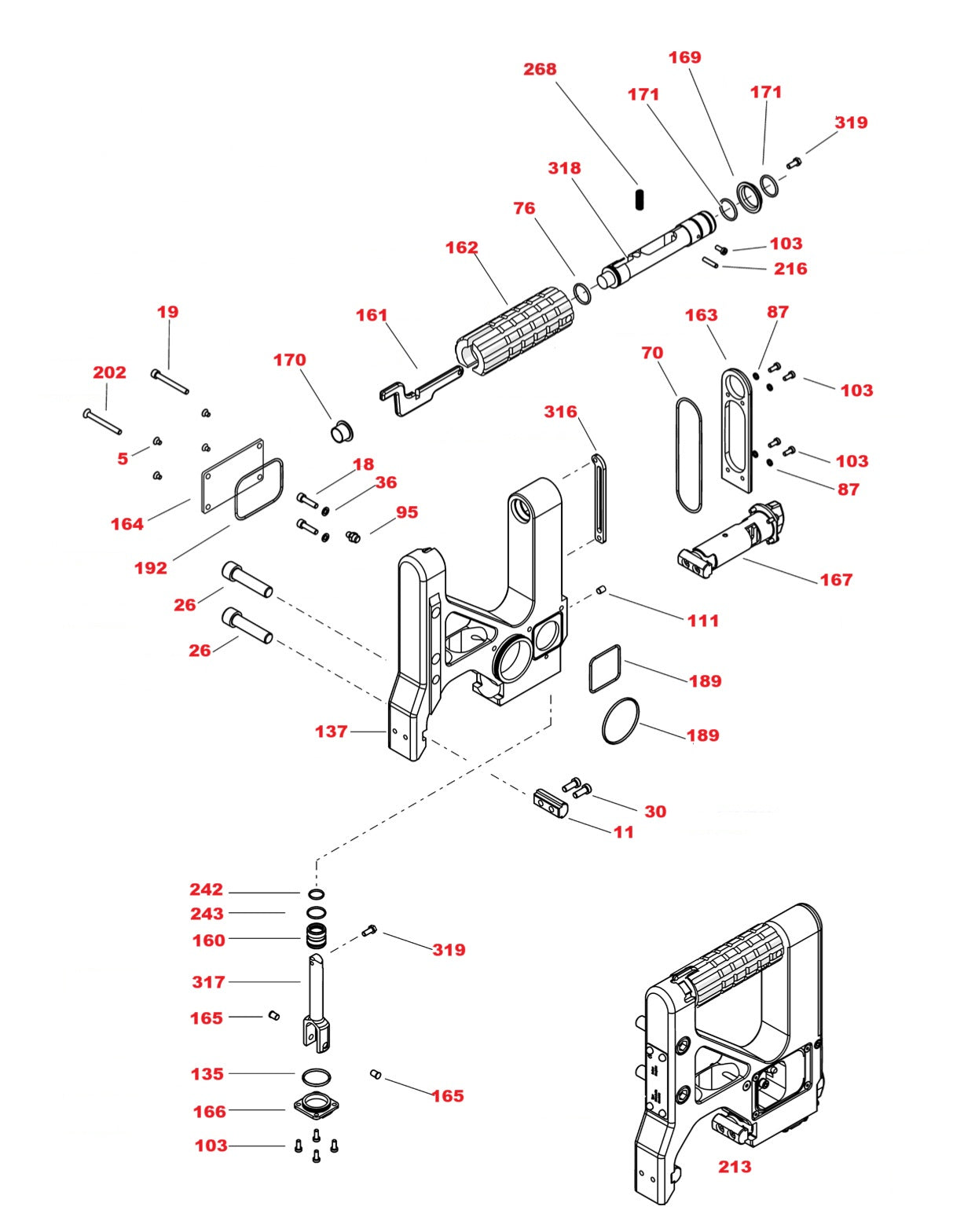 WSE2226 High-Cycle Wall Saw Assembly-10 Parts