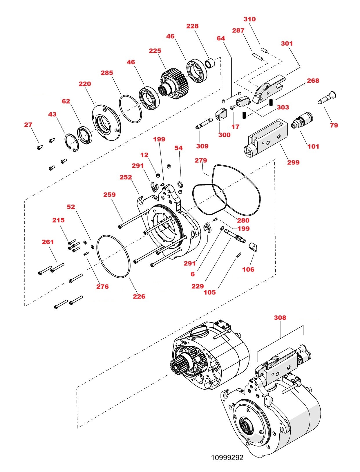 WSE2226 High-Cycle Wall Saw Assembly-13 Parts