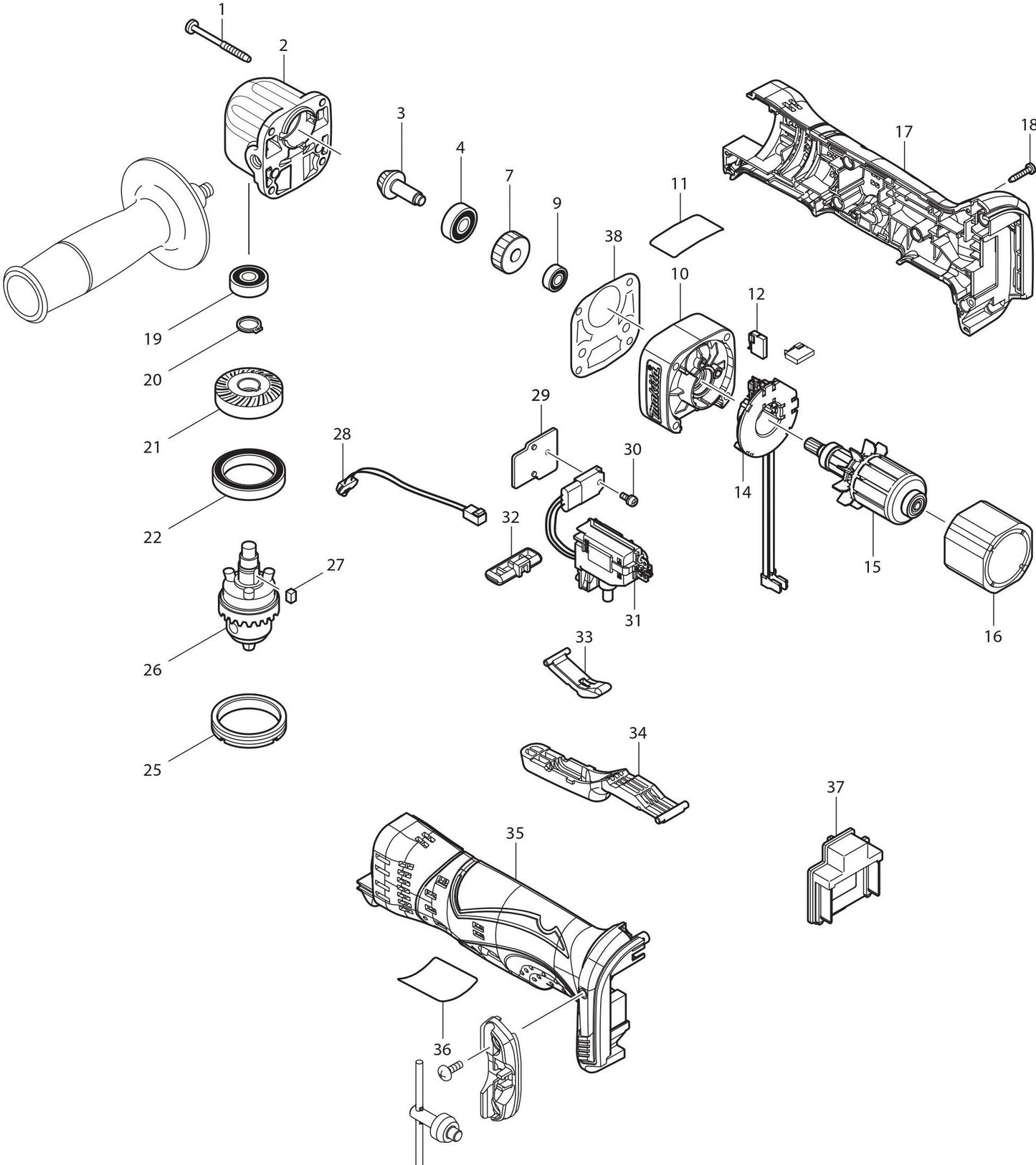 XAD01Z Drill Assembly Parts By Makita