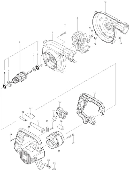 UB1103 Blower Assembly parts By Makita