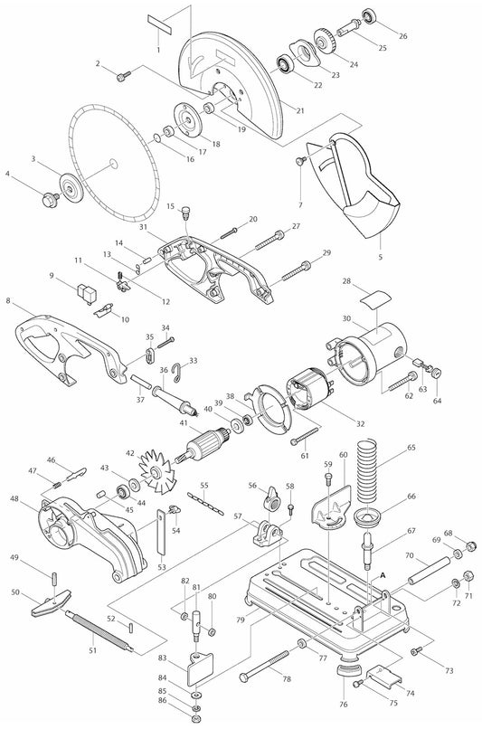 2414NB Chop Saw Assembly Parts By Makita