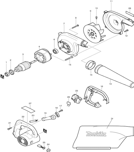 UB1101 Blower Assembly Parts By Makita