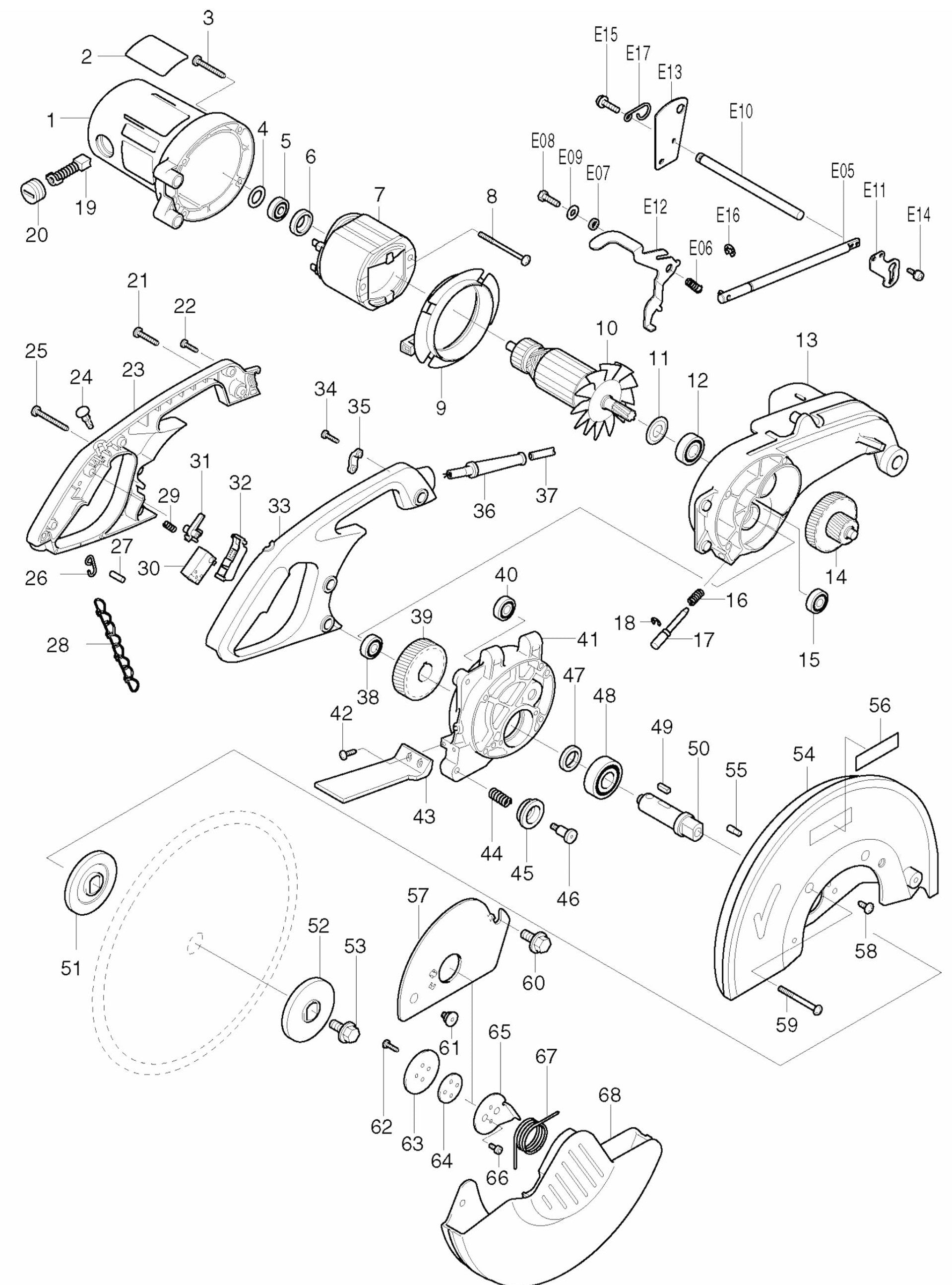 LC1230 Chop Saw Assembly Parts 1 By Makita