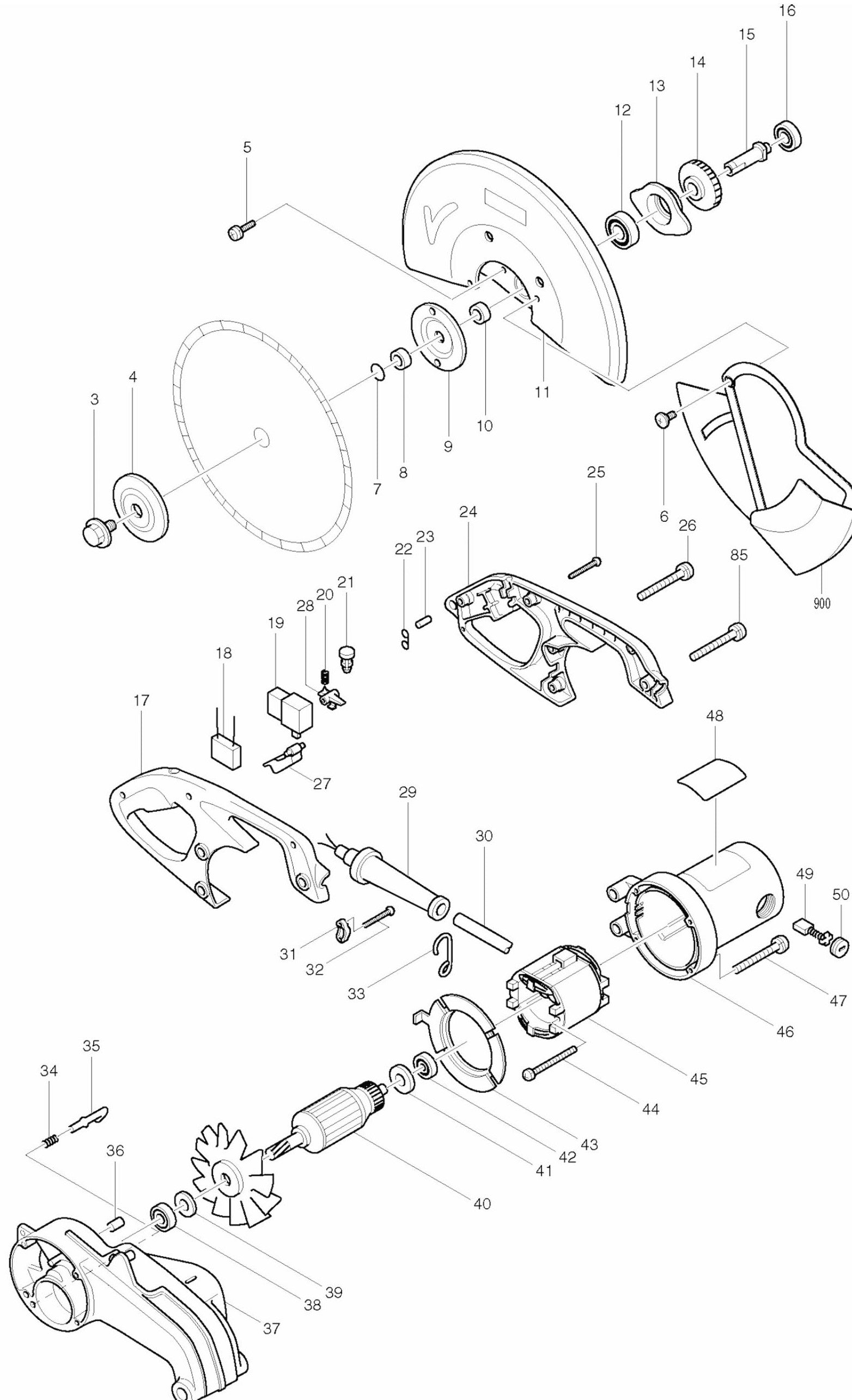 2414B Chop Saw Assembly Parts 1 By Makita
