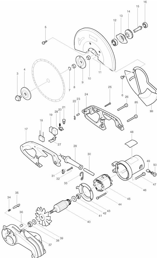 2414B Chop Saw Assembly Parts 1 By Makita
