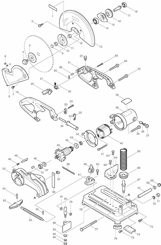 2414DB Portable Cut Off Saw Assembly Parts By Makita
