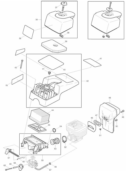 DPC7300, DPC7301 Cutter Assembly parts 2 By Makita