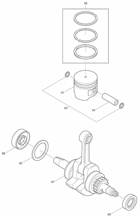 EM4250 Mini 4 Stroke Brush Cutter Assembly Parts 4 by Makita
