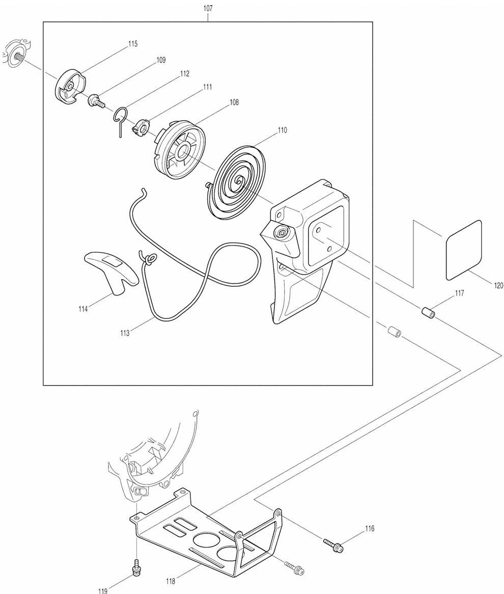 EM4250 Mini 4 Stroke Brush Cutter Assembly Parts 6 by Makita