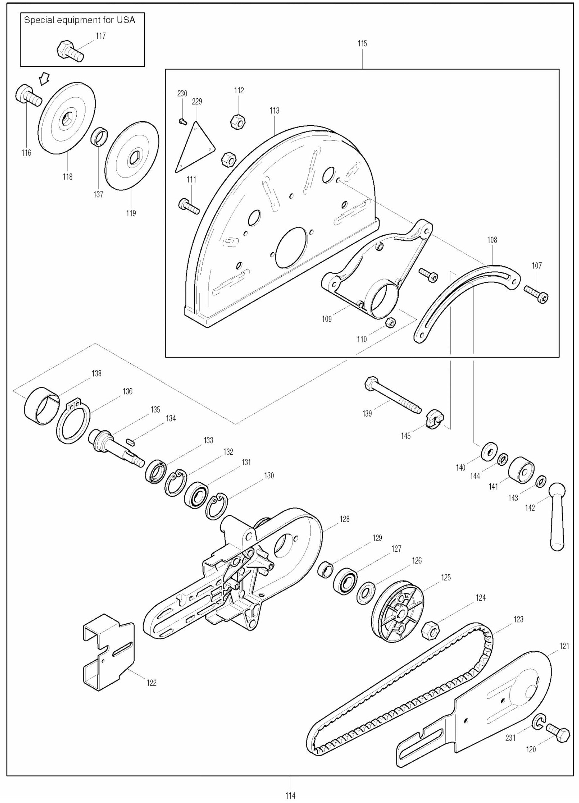 DPC9500, DPC9501 Cutter Assembly parts 7 By Makita