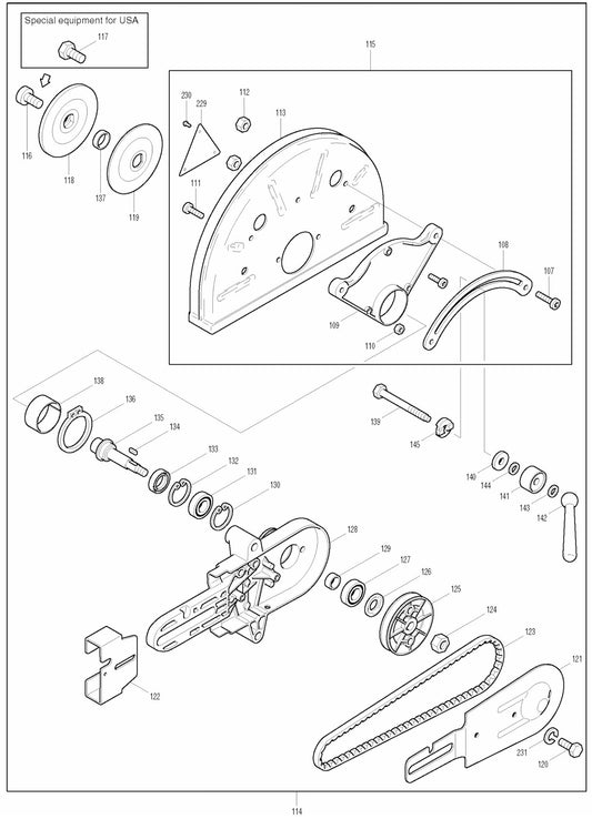 DPC9500, DPC9501 Cutter Assembly parts 7 By Makita
