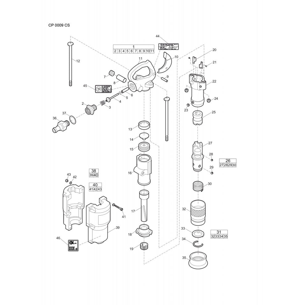 CP 0009 CS Rotary Hammer Parts By Chicago Pneumatics