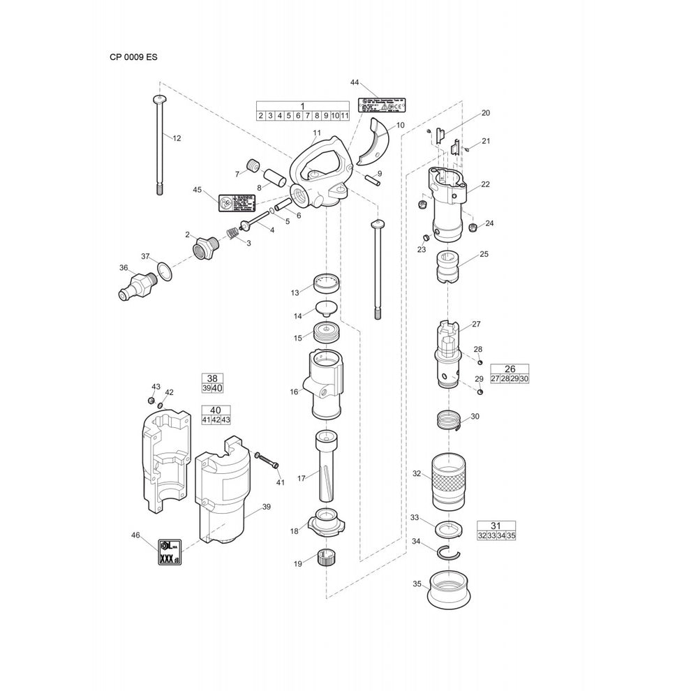 CP 0009 ES Rotary Hammer Parts By Chicago Pneumatics