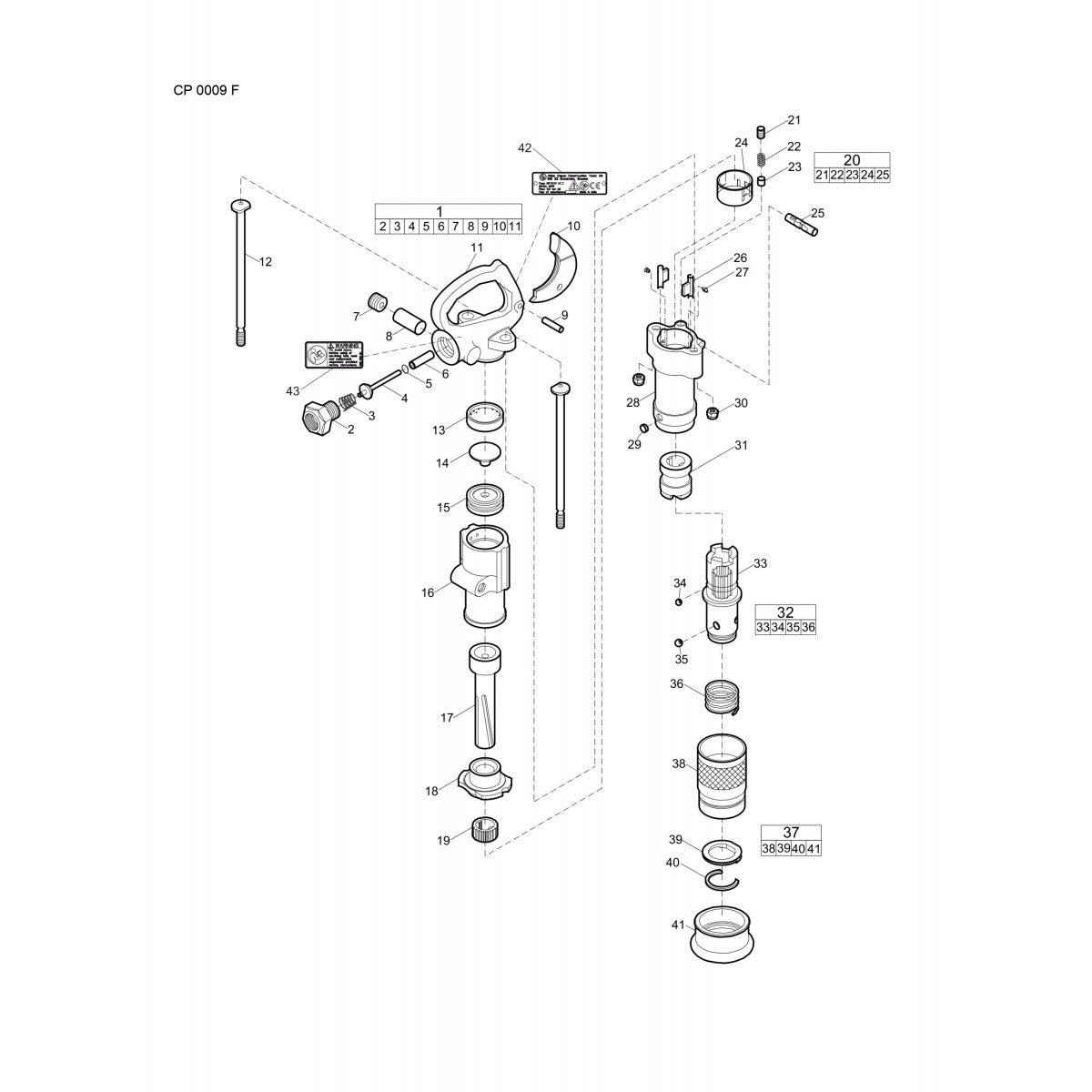 CP 0009 F Rotary Hammer Parts By Chicago Pneumatics