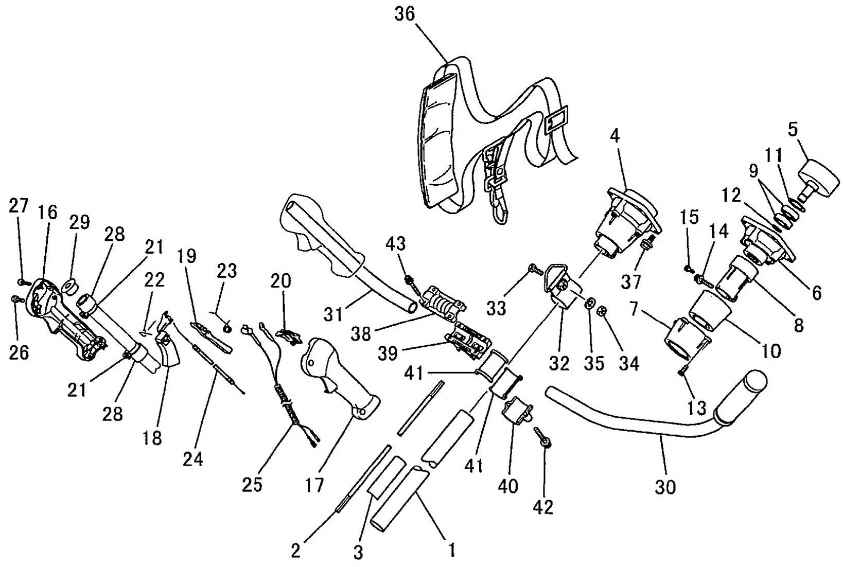 Handle And Control System Assembly Parts For BCM2600 Gas Brush Cutter by Makita