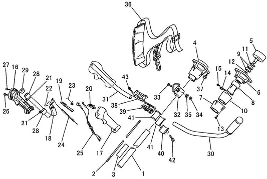 Handle And Control System Assembly Parts For BCM2600 Gas Brush Cutter by Makita