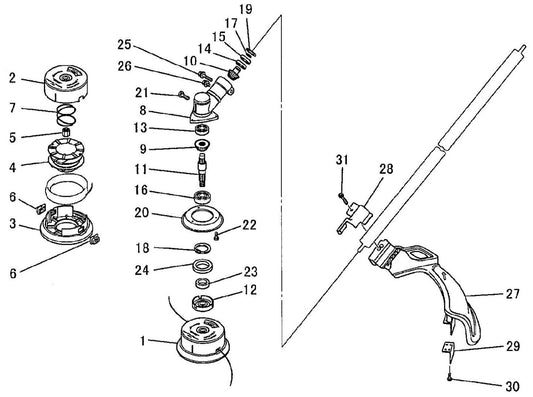Gear Case System Assembly Parts For BCM2310 Gas String Trimmer by Makita