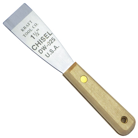 Kraft Tool DW025 1-1/2&quot; Heavy Stainless Steel &quot;Chisel&quot; Scraper
