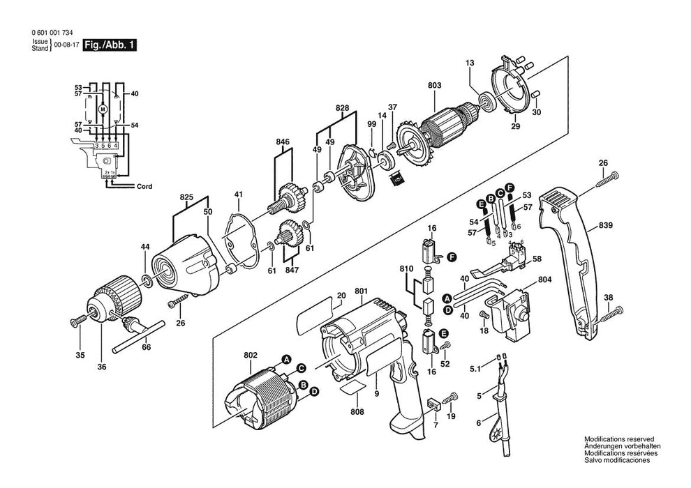 1020VSR (0601020734) Bosch 3 Bosch Electric Drill Parts Diagram