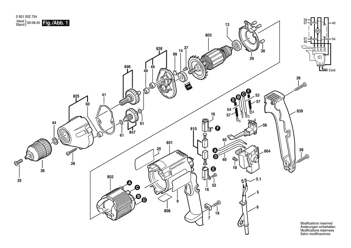 1002VSR (0601002734) Bosch 3 Bosch Electric Drill Parts Diagram