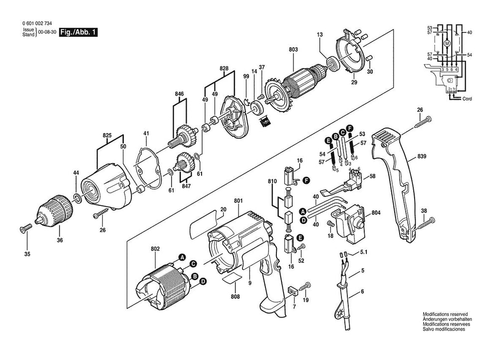 1003VSR (0601003734) Bosch 3 Bosch Electric Drill Parts Diagram
