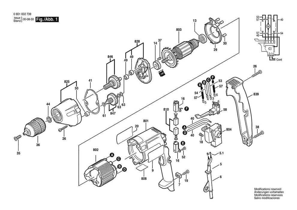 1002VSR (0601002739) Bosch 3 Bosch Electric Drill Parts Diagram