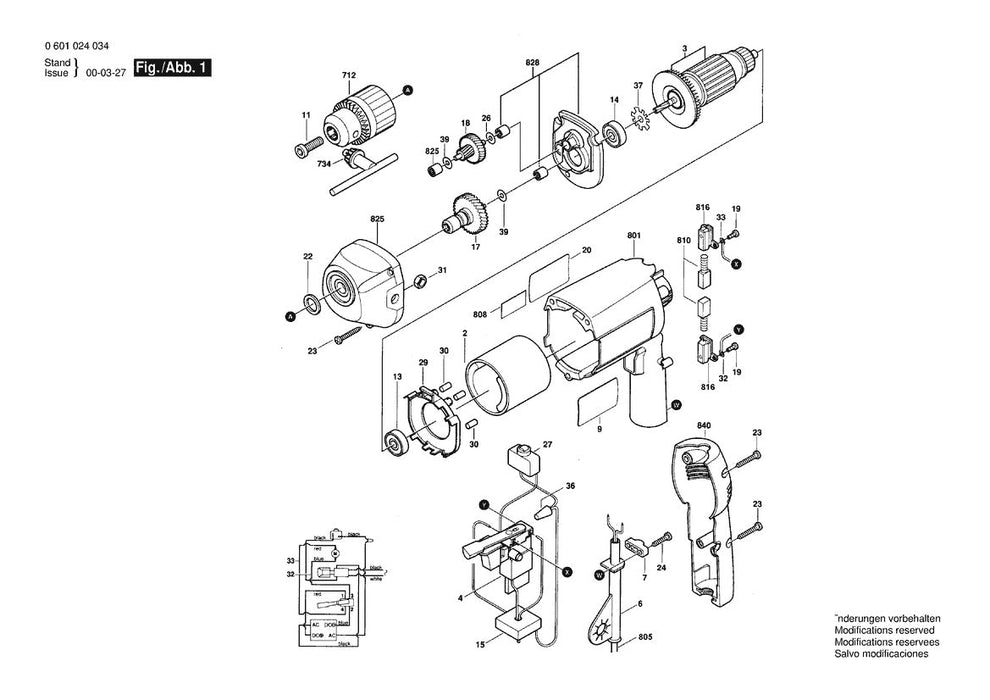 601024034 Bosch Electric Drill Parts Diagram