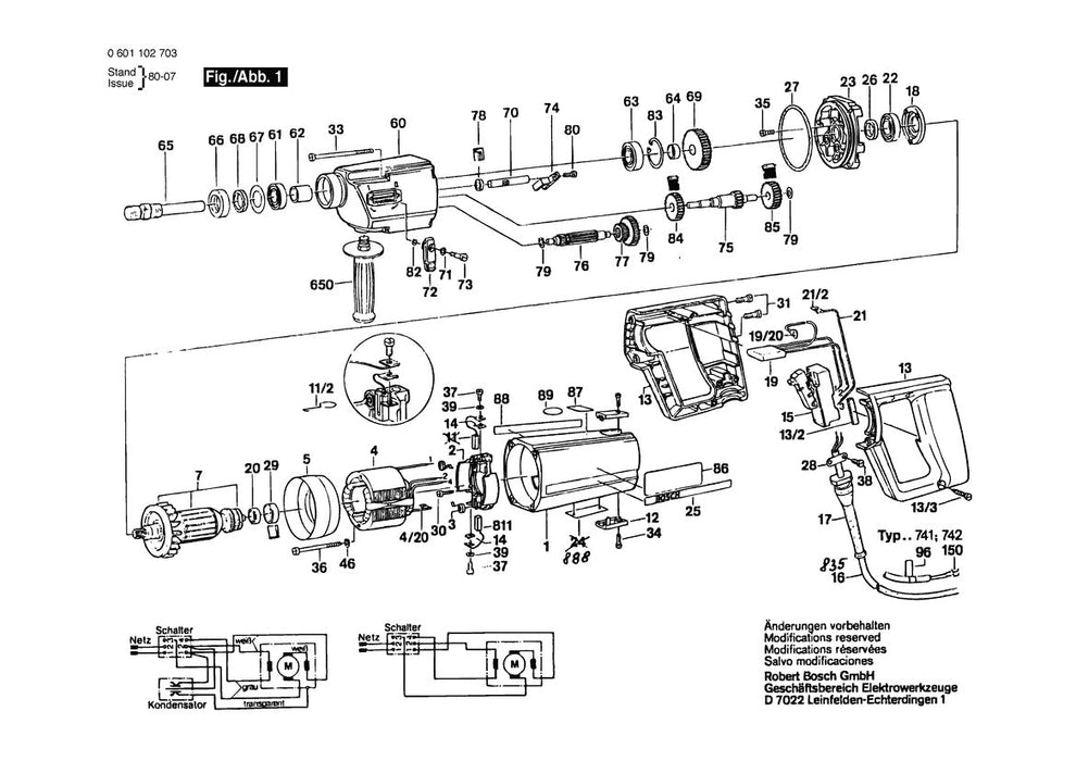 601102905 Bosch Electric Drill Parts Diagram