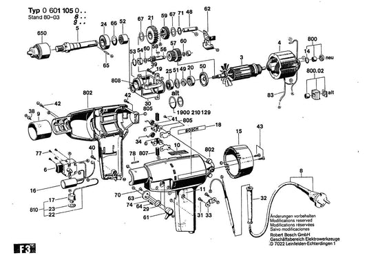 0601105839  Bosch Drill Bosch Electric Drill Parts Diagram