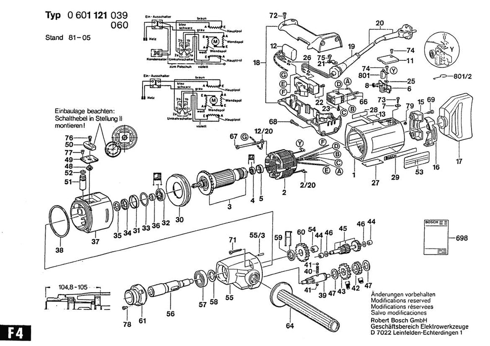 0601121039  Bosch Un. 2-Speed Drill Bosch Electric Drill Parts Diagram