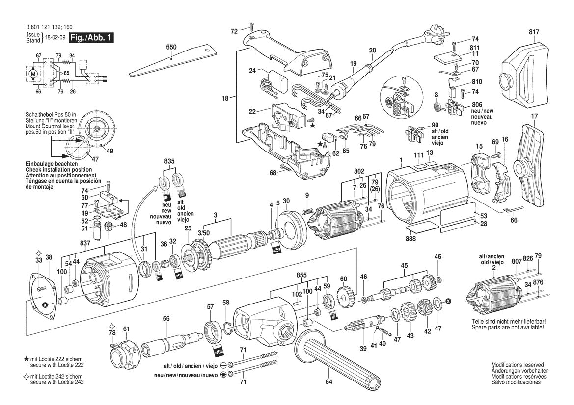601121139 Bosch Electric Drill Parts Diagram
