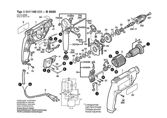B6500 (0601140635) Bosch 3 Bosch Hammer Drill Parts Diagram