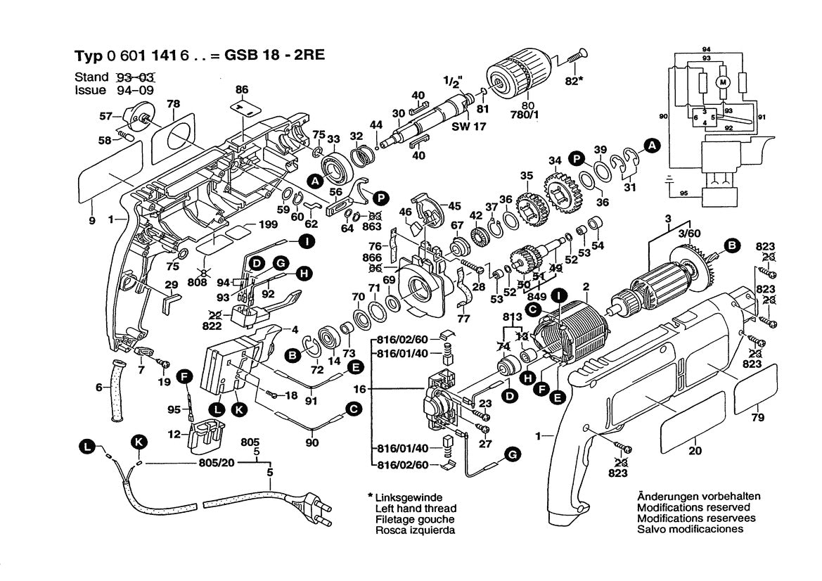 1141VSR (0601141639) Bosch 1 Bosch Hammer Drill Parts Diagram