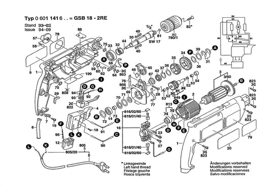 1141VSR (0601141639) Bosch 1 Bosch Hammer Drill Parts Diagram