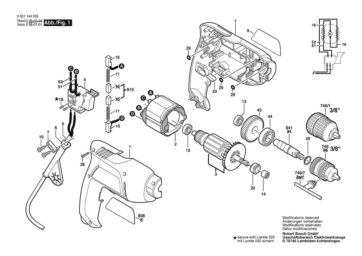 601144035 Bosch Electric Drill Parts Diagram
