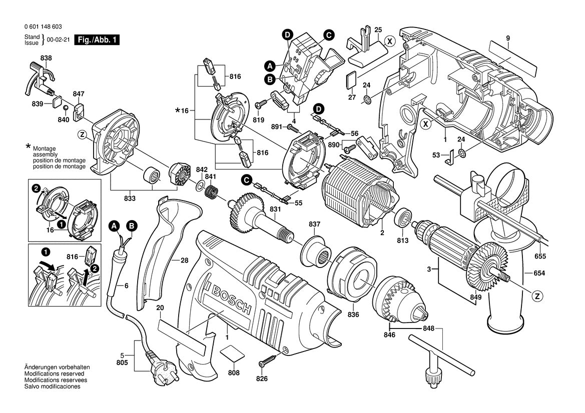 601148671 Bosch Electric Drill Parts Diagram