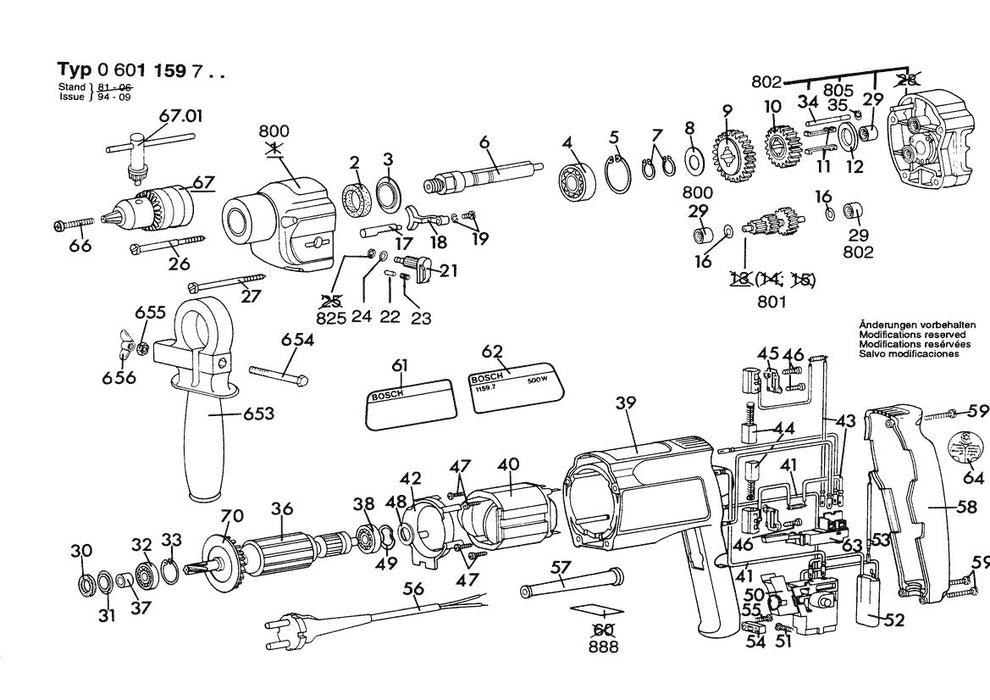 601159734 Bosch Electric Drill Parts Diagram