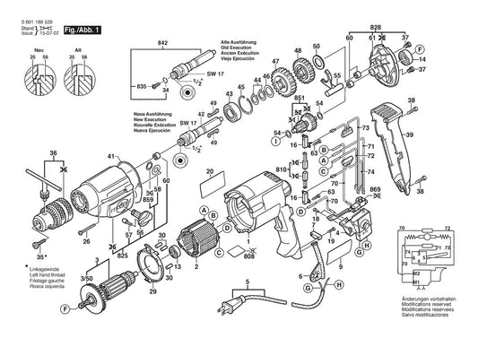1169VSR (0601169539) Bosch 1 Bosch Electric Drill Parts Diagram