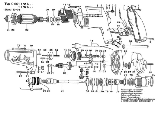 0601176000  Bosch Percussion Drill Bosch Electric Drill Parts Diagram