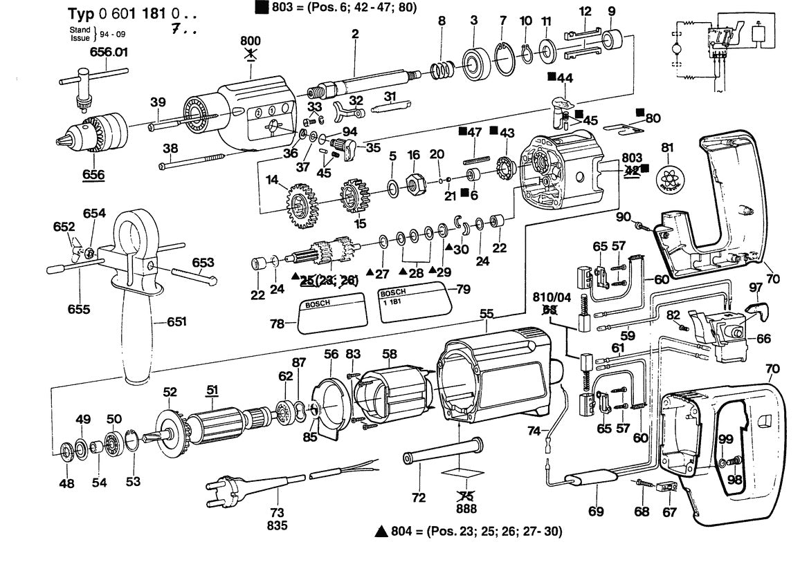 601181734 Bosch Hammer Drill Parts Diagram