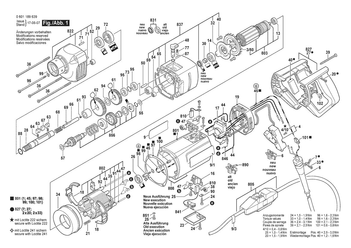 601189639 Bosch Electric Drill Parts Diagram